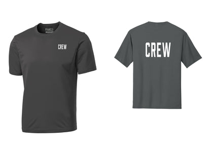 NYC Factory Crew Performance T-Shirt for Event Staff & Production Teams (Classic) - Chest + Back - Charcoal