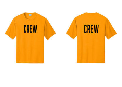 NYC Factory Crew Performance T-Shirt for Event Staff & Production Teams (Classic) - Front + Back - Gold