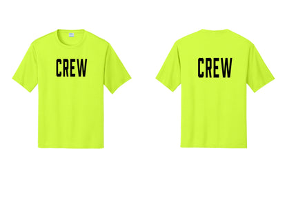 NYC Factory Crew Performance T-Shirt for Event Staff & Production Teams (Classic) - Front + Back - Neon Yellow
