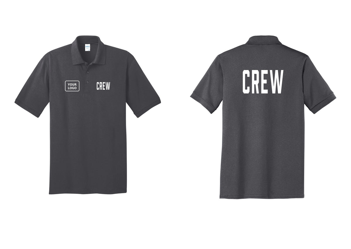 NYC Factory Custom Work Crew Uniform Polo Shirt with Your Logo (Classic) - CREW + Your Logo + Back - Charcoal