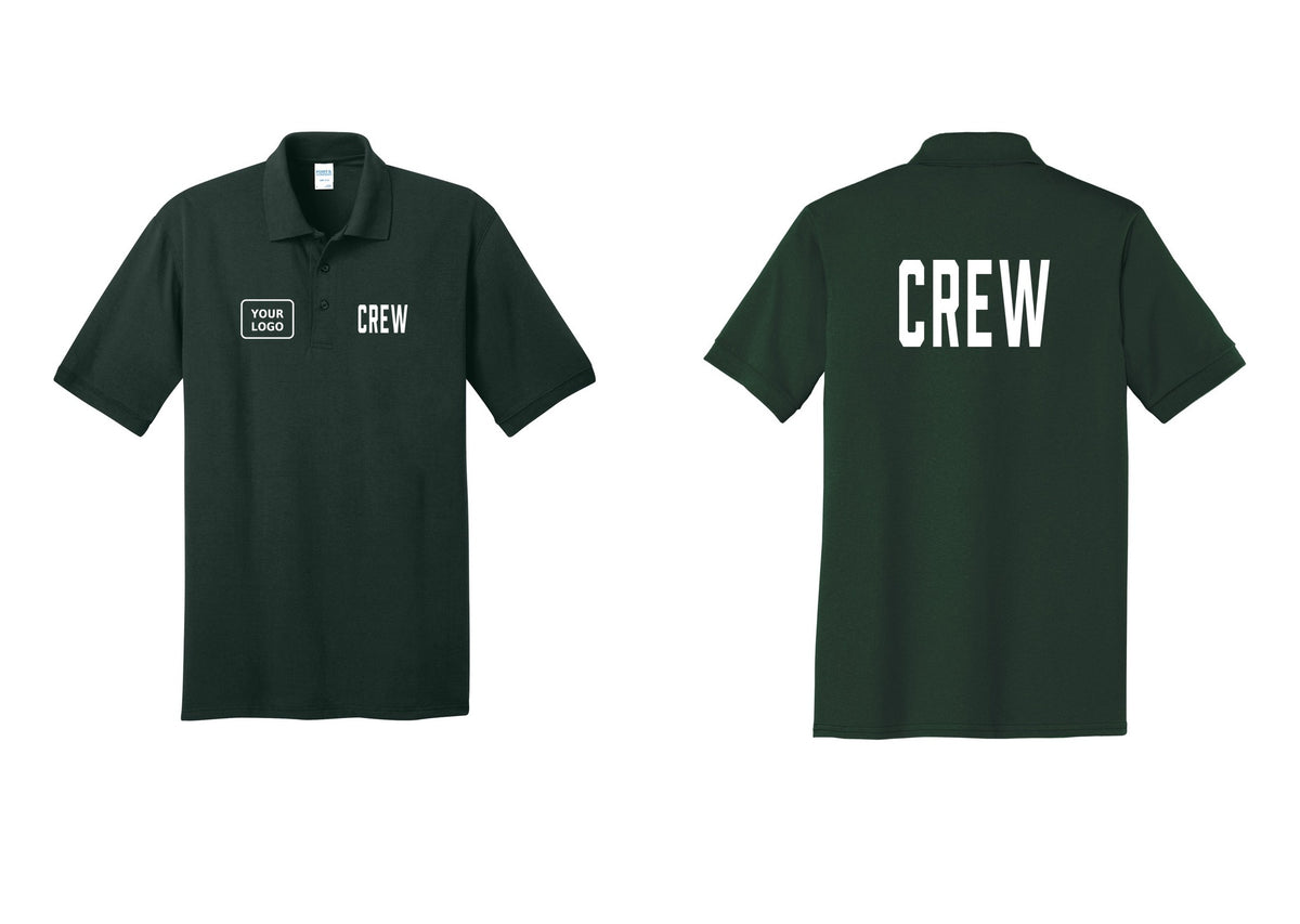 NYC Factory Custom Work Crew Uniform Polo Shirt with Your Logo (Classic) - CREW + Your Logo + Back - Dark Green