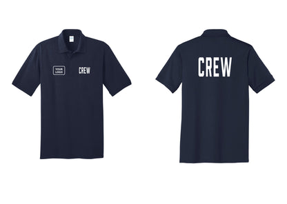 NYC Factory Custom Work Crew Uniform Polo Shirt with Your Logo (Classic) - CREW + Your Logo + Back - Navy