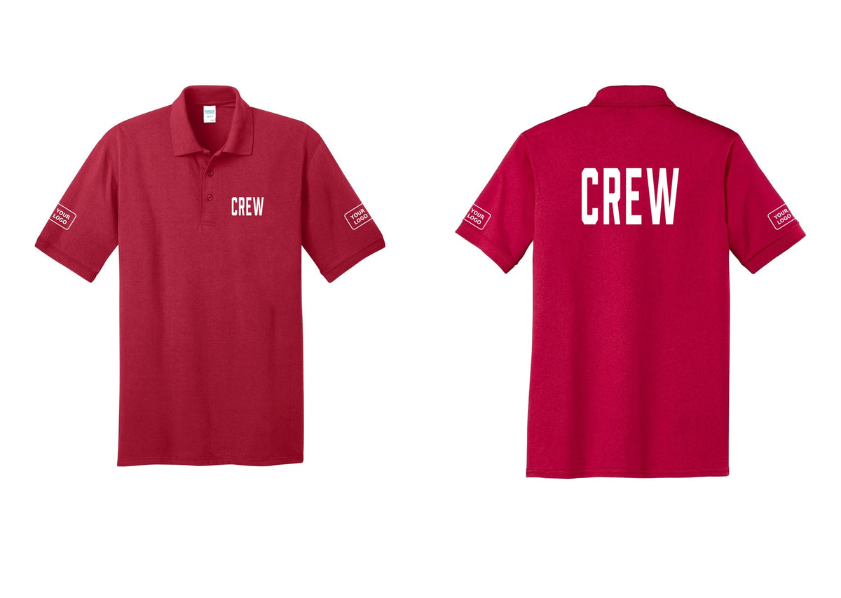 NYC Factory Custom Work Crew Uniform Polo Shirt with Your Logo (Classic) - Chest + Back + Your Logo Sleeves - Red