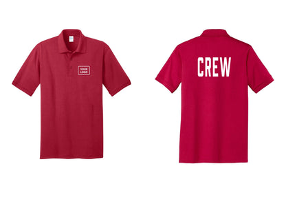 NYC Factory Custom Work Crew Uniform Polo Shirt with Your Logo (Classic) - Your Logo + Back - Red