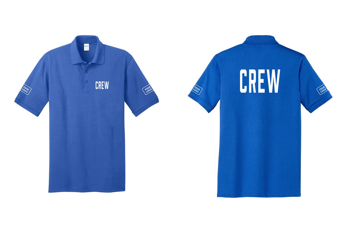 NYC Factory Custom Work Crew Uniform Polo Shirt with Your Logo (Classic) - Chest + Back + Your Logo Sleeves - Royal