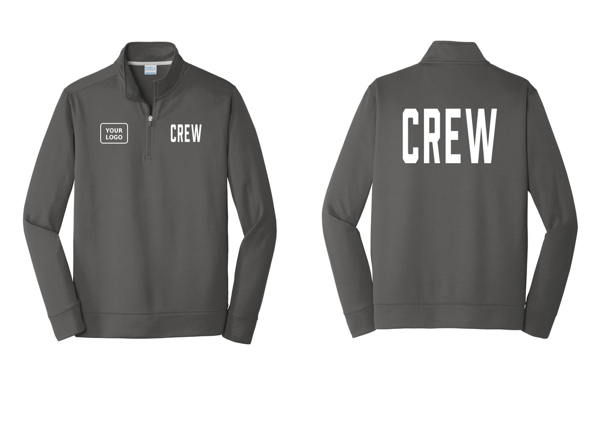 NYC Factory Custom Work Crew Uniform Performance Fleece 1/4-Zip Pullover Sweatshirt with Your Logo (Classic) - CREW + Your Logo + Back - Charcoal
