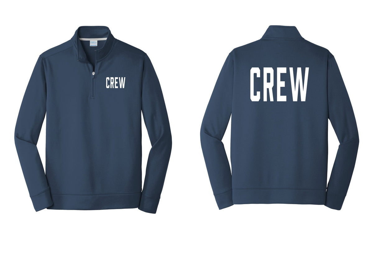 NYC Factory Crew Performance Fleece 1/4-Zip Pullover Sweatshirt for Event Staff & Production Teams (Classic) - Chest + Back - Navy
