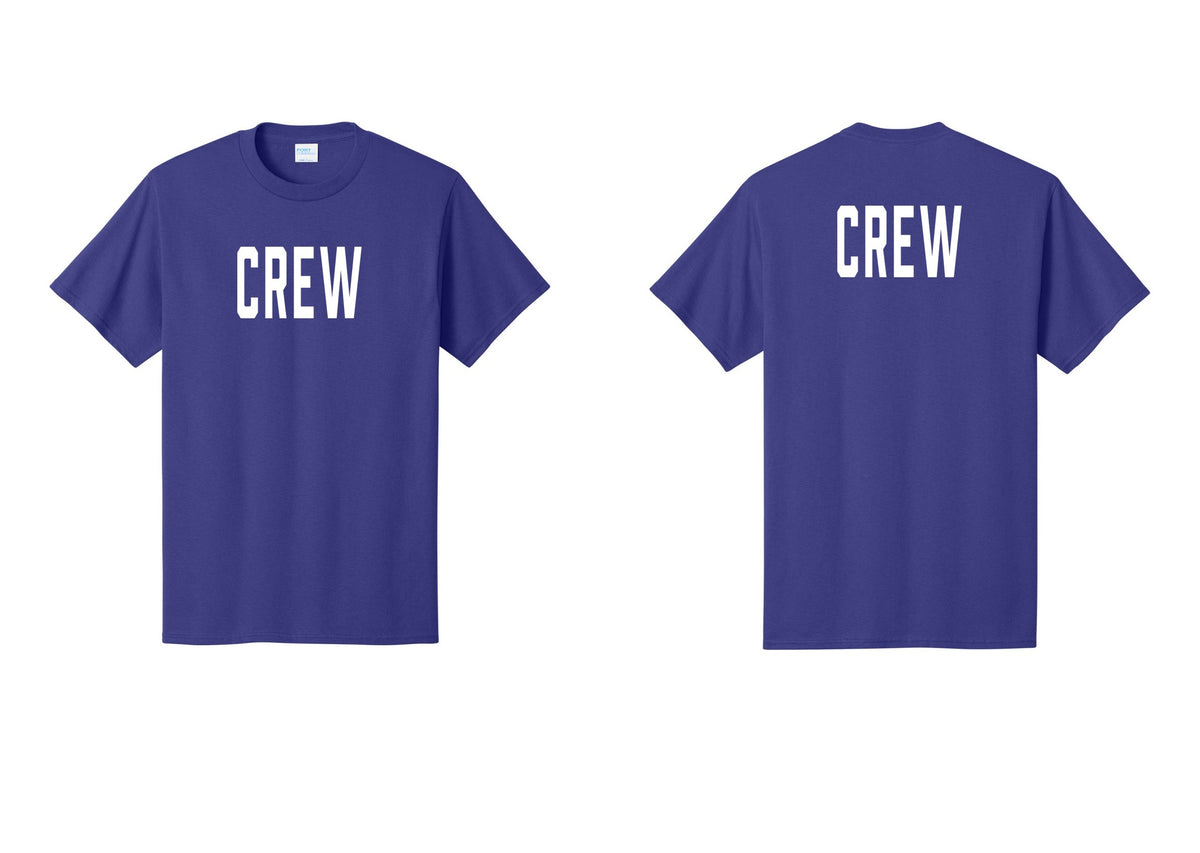 NYC Factory Crew T-Shirt, Condensed Lettering - Front + Back - Purple