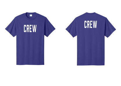 NYC Factory Crew T-Shirt, Condensed Lettering - Front + Back - Purple