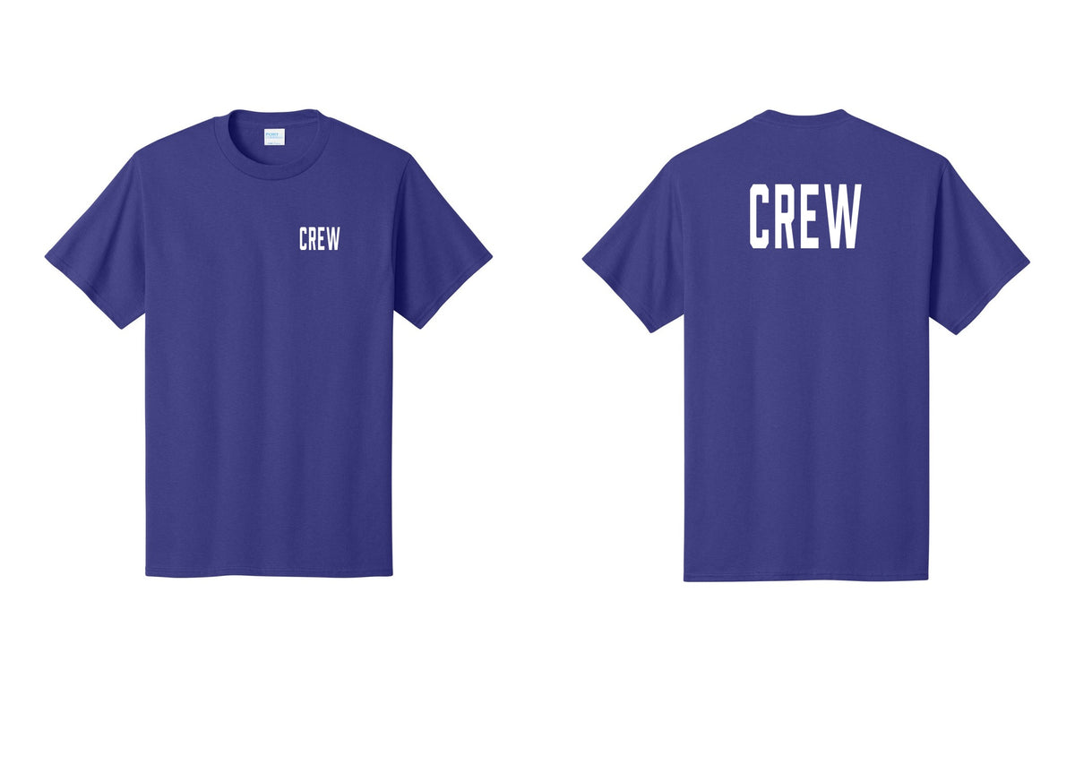 NYC Factory Crew T-Shirt, Condensed Lettering - Chest + Back - Purple