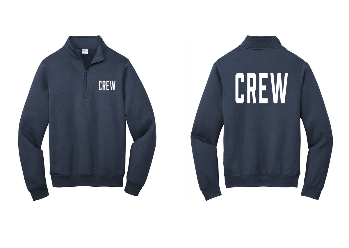 NYC Factory Crew Cotton Fleece 1/4-Zip Pullover Sweatshirt for Event Staff & Production Teams (Classic) - Chest + Back - Navy