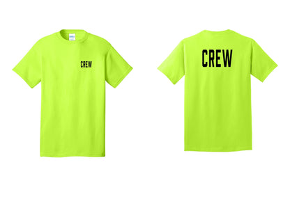 NYC Factory Crew T-Shirt, Condensed Lettering - Chest + Back - Safety Green