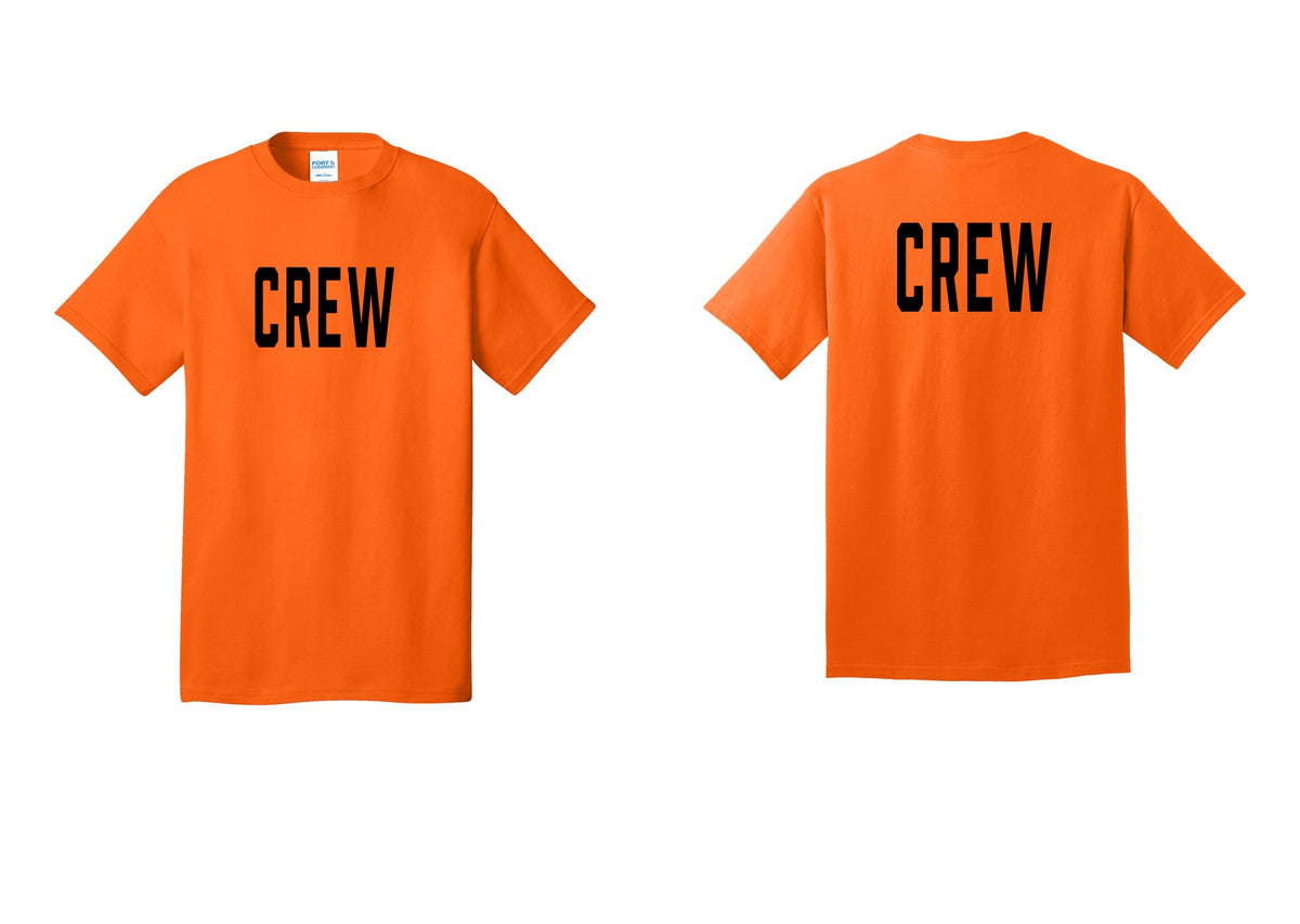 NYC Factory Crew T-Shirt for Event Staff & Production Teams (Classic) - Front + Back - Safety Orange
