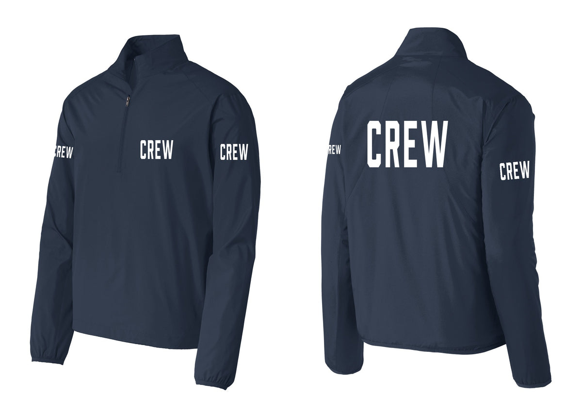 NYC Factory Crew Windbreaker 1/2-Zip Pullover for Event Staff & Production Teams (Classic) - Chest + Back + Crew Sleeves - Dress Blue Navy