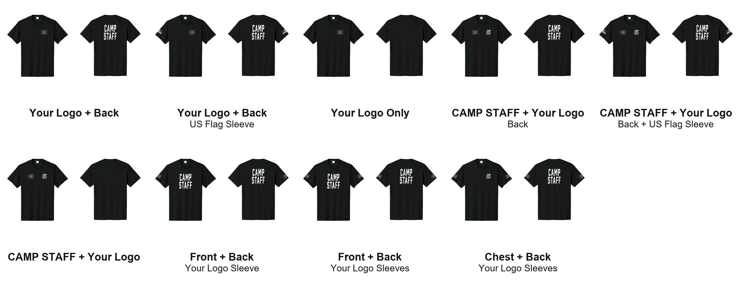 CAMP STAFF t-shirt print layouts