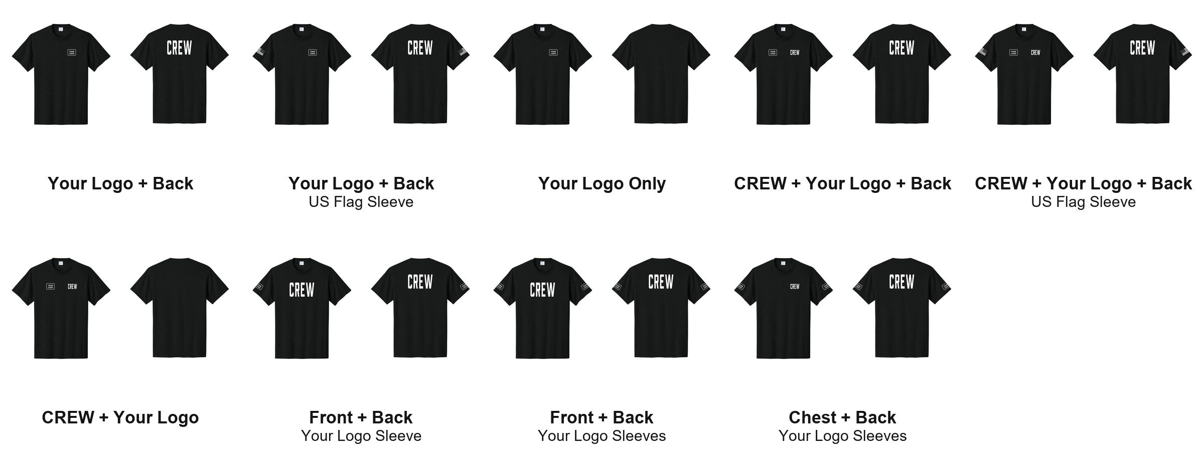 CREW t-shirt print layouts