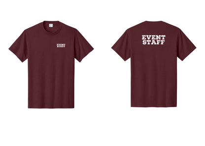 NYC Factory Event Staff T-Shirt - Chest + Back - Athletic Maroon
