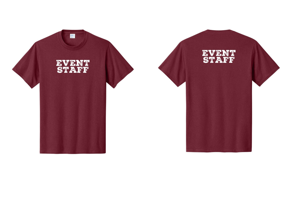 NYC Factory Event Staff T-Shirt - Front + Back - Cardinal