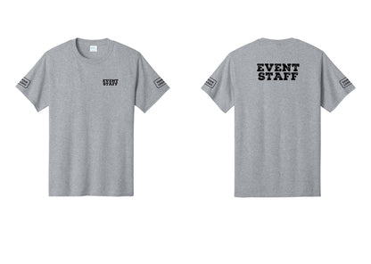 NYC Factory Custom Logo Event Staff T-Shirt - Chest + Back + Your Logo Sleeves - Athletic Heather