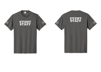 NYC Factory Custom Logo Event Staff T-Shirt - Front + Back + Your Logo Sleeves - Charcoal