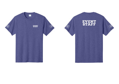 NYC Factory Custom Logo Event Staff T-Shirt - Chest + Back + Your Logo Sleeves - Heather Purple