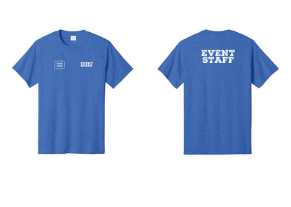NYC Factory Custom Logo Event Staff T-Shirt - EVENT STAFF + Your Logo + Back - Heather Royal