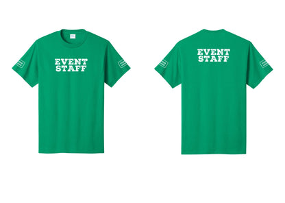 NYC Factory Custom Logo Event Staff T-Shirt - Front + Back + Your Logo Sleeves - Kelly