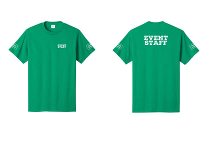 NYC Factory Custom Logo Event Staff T-Shirt - Chest + Back + Your Logo Sleeves - Kelly