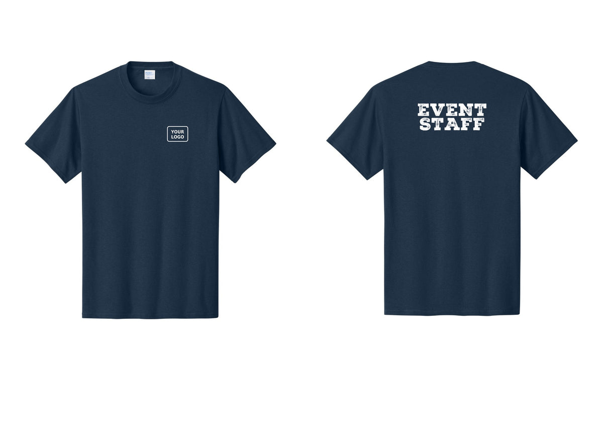NYC Factory Custom Logo Event Staff T-Shirt - Your Logo + Back - Navy