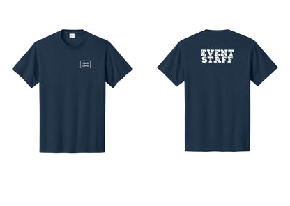 NYC Factory Custom Logo Event Staff T-Shirt - Your Logo + Back - Navy