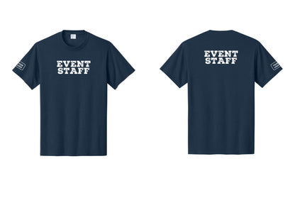NYC Factory Custom Logo Event Staff T-Shirt - Front + Back + Your Logo Sleeve - Navy