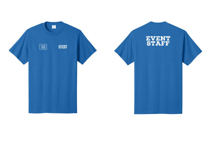 NYC Factory Custom Logo Event Staff T-Shirt - EVENT STAFF + Your Logo + Back - Royal