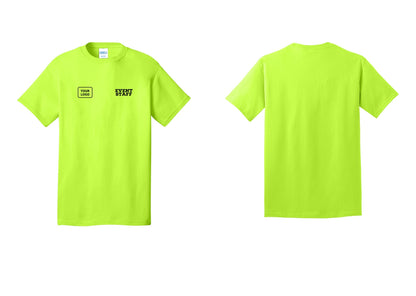 NYC Factory Custom Logo Event Staff T-Shirt - EVENT STAFF + Your Logo - Safety Green