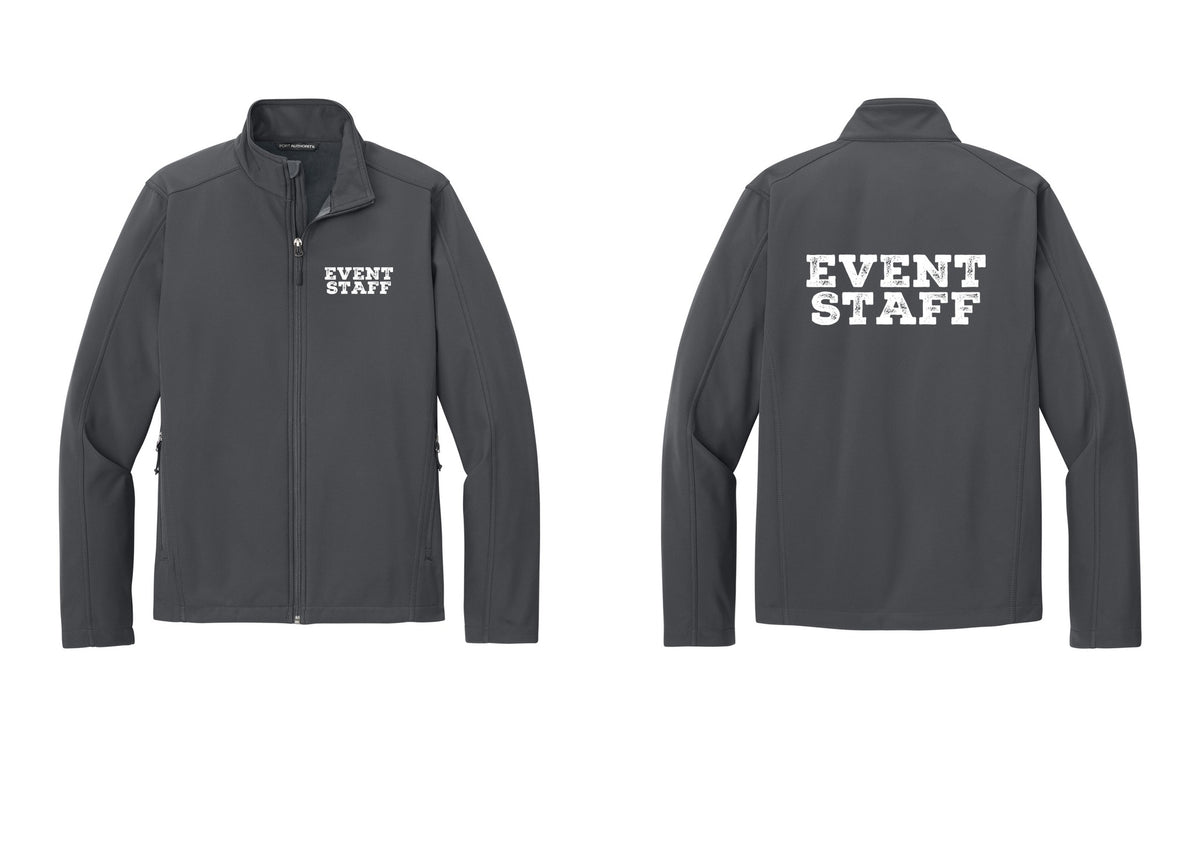 NYC Factory Event Staff Soft Shell Jacket (Rustic) - Chest + Back - Battleship Grey