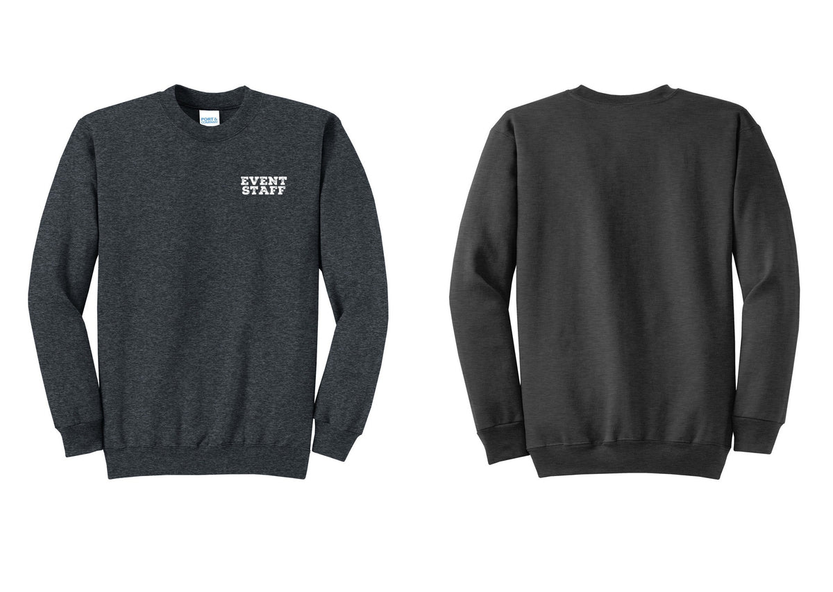 NYC Factory Event Staff Cotton Fleece Crewneck Sweatshirt (Rustic) - Chest Only - Dark Heather Grey