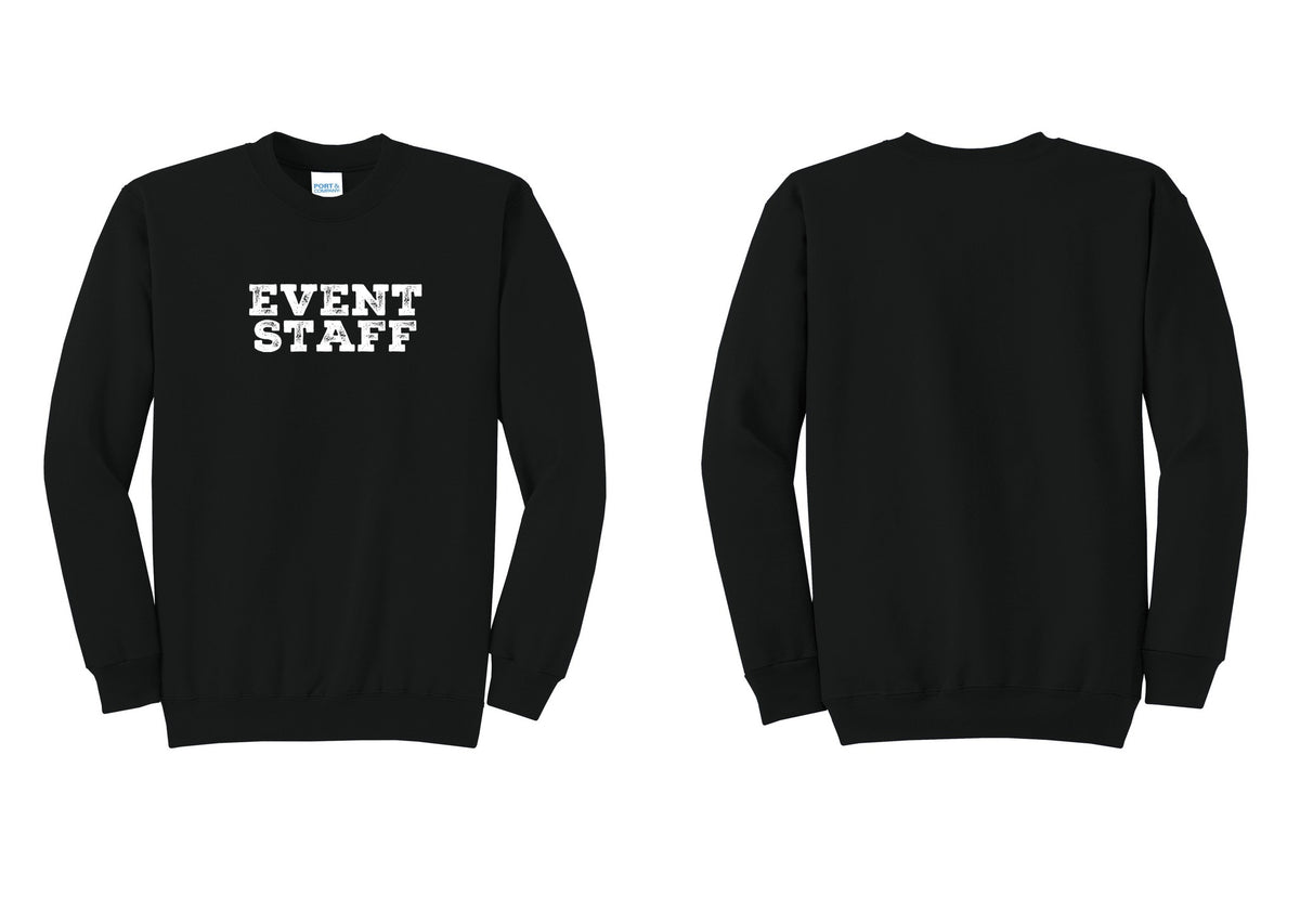 NYC Factory Event Staff Cotton Fleece Crewneck Sweatshirt (Rustic) - Front Only - Black