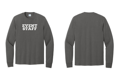 NYC Factory Event Staff Cotton Long Sleeve T-Shirt (Rustic) - Front Only - Charcoal