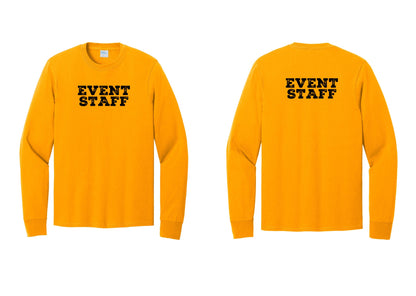 NYC Factory Event Staff Cotton Long Sleeve T-Shirt (Rustic) - Front + Back - Gold