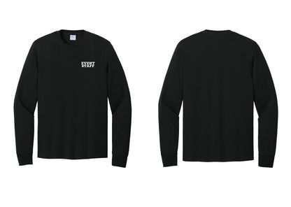 NYC Factory Event Staff Cotton Long Sleeve T-Shirt (Rustic) - Chest Only - Black