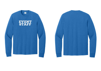 NYC Factory Event Staff Cotton Long Sleeve T-Shirt (Rustic) - Front Only - Royal