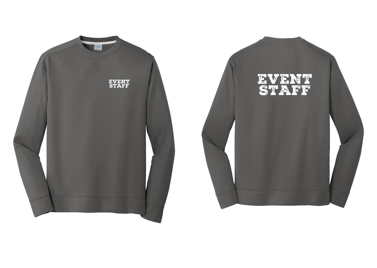 NYC Factory Event Staff Performance Fleece Crewneck Sweatshirt (Rustic) - Chest + Back - Charcoal