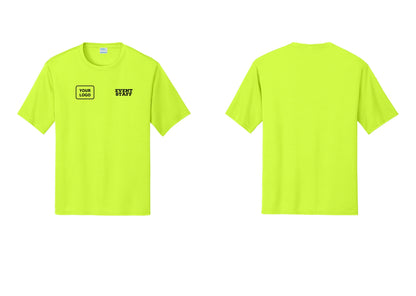 NYC Factory Custom Logo Event Staff Performance T-Shirt (Rustic) - EVENT STAFF + Your Logo - Neon Yellow
