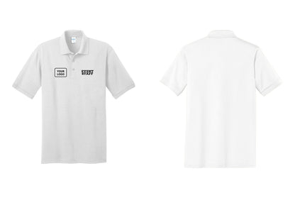 NYC Factory Custom Logo Event Staff Polo Shirt (Rustic) - EVENT STAFF + Your Logo - White