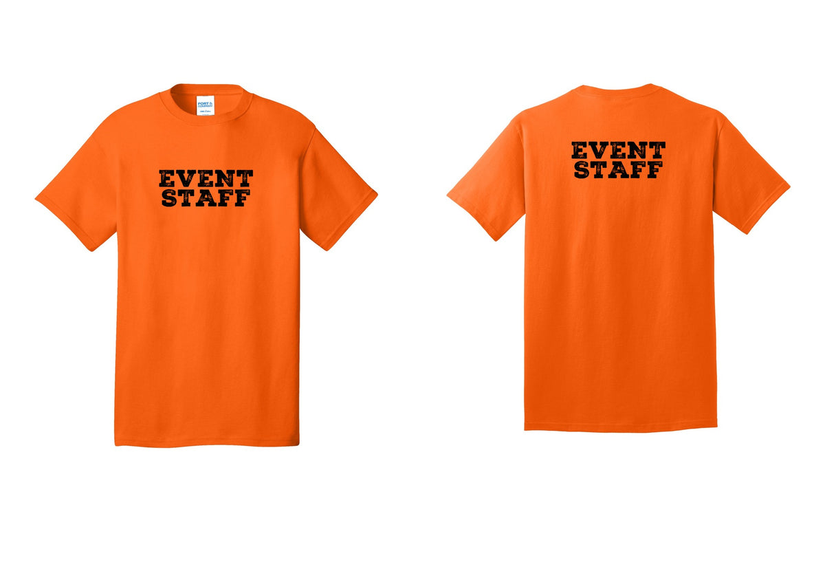 NYC Factory Event Staff T-Shirt - Front + Back - Safety Orange