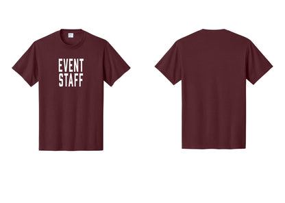 NYC Factory Event Staff T-Shirt, Condensed Lettering - Front Only - Athletic Maroon