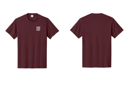 NYC Factory Event Staff T-Shirt, Condensed Lettering - Chest Only - Athletic Maroon