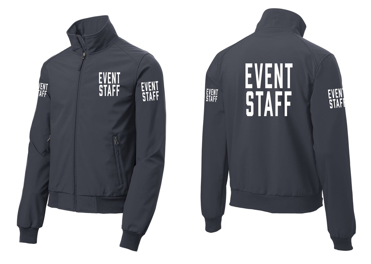 NYC Factory Event Staff Soft Shell Bomber Jacket (Classic) - Chest + Back + Event Staff Sleeves - Battleship Grey