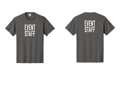 NYC Factory Event Staff T-Shirt, Condensed Lettering - Front + Back - Charcoal