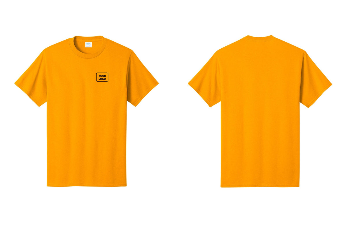 NYC Factory Custom Logo Event Staff T-Shirt, Condensed Lettering - Your Logo Only - Gold