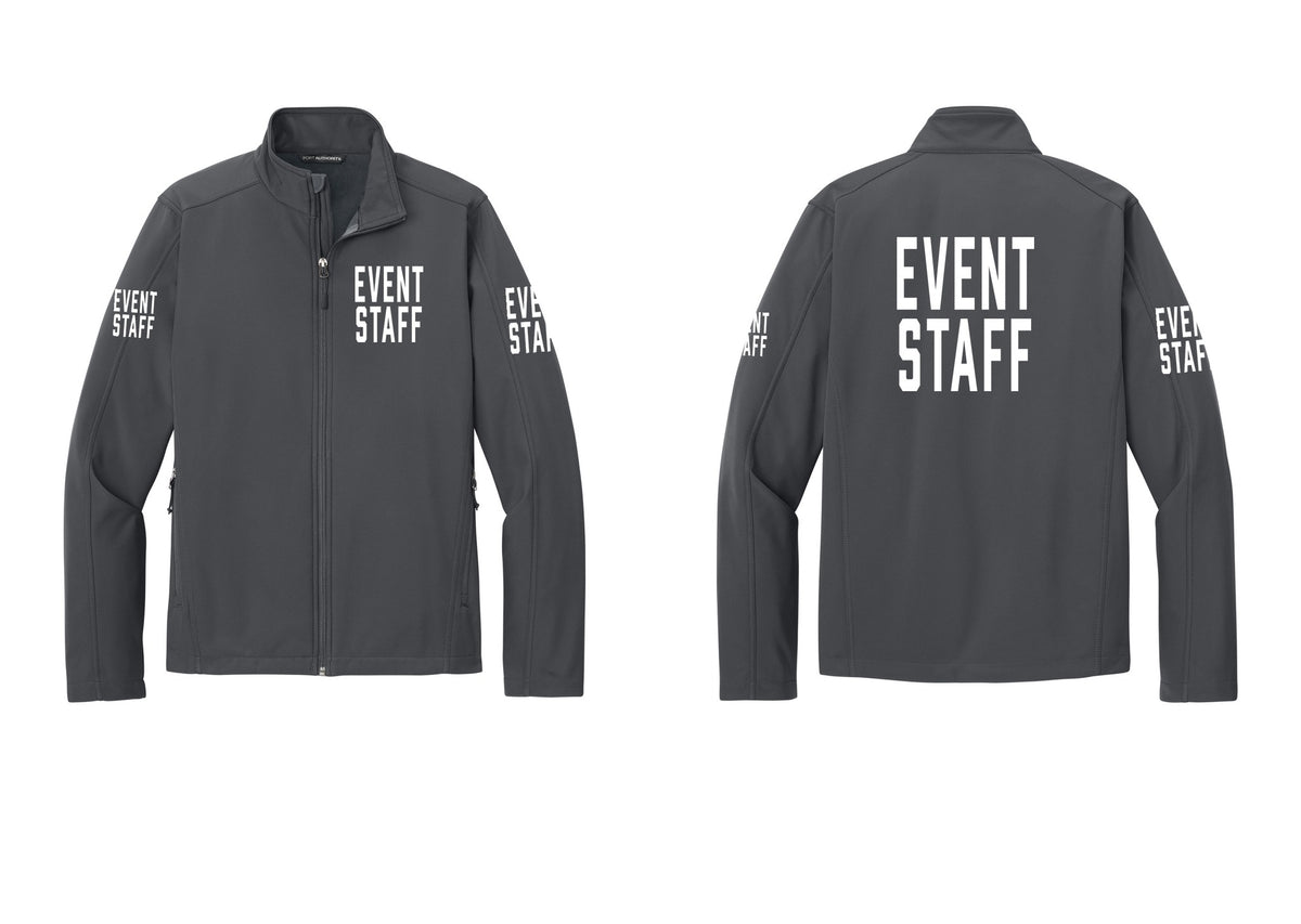 NYC Factory Event Staff Soft Shell Jacket (Classic) - Chest + Back + Event Staff Sleeves - Battleship Grey